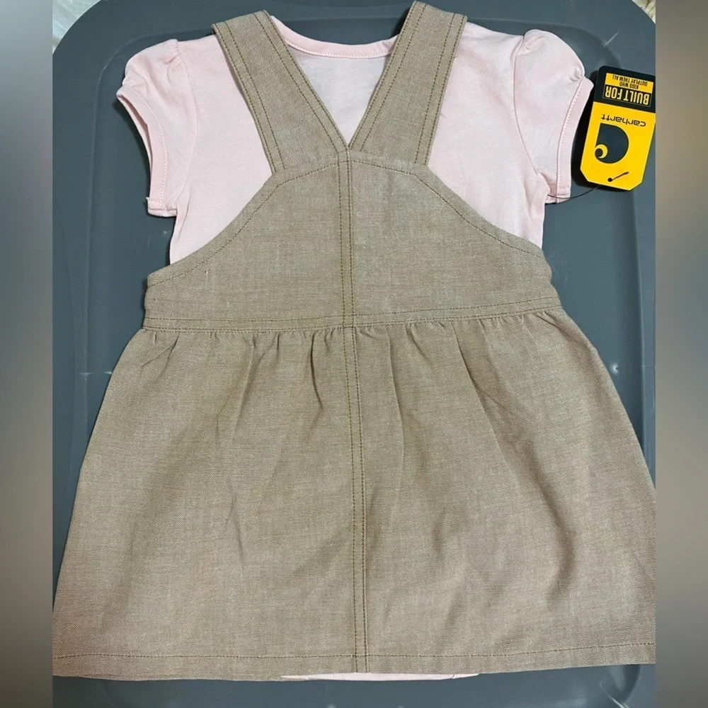 Carhartt Baby Overalls with Pink Shirt
